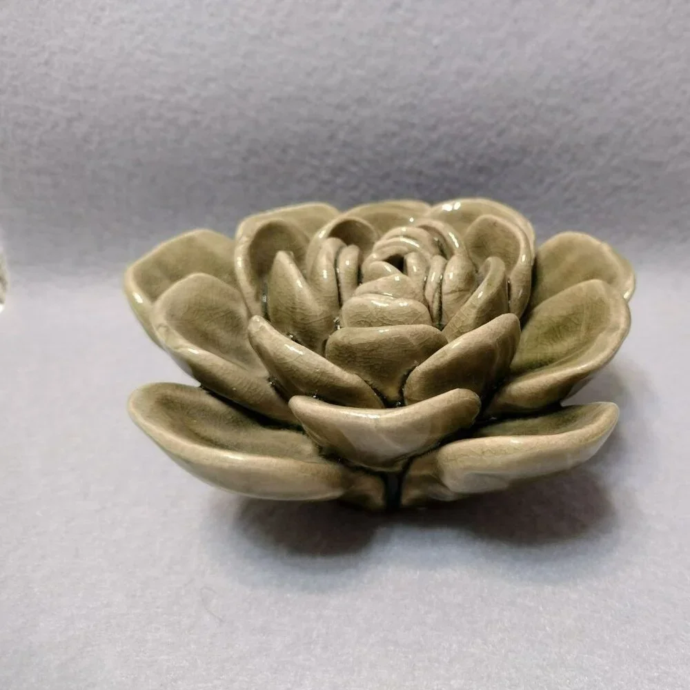 Handcrafted Ceramic Succulent, Studio Pottery, Leaf Plant Figurine, Boho Decor
